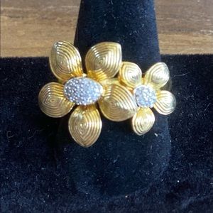 💍Diamonds 🌼 DoubleDaisy  925 gold plated Ring 7 🎉hot pick🎉